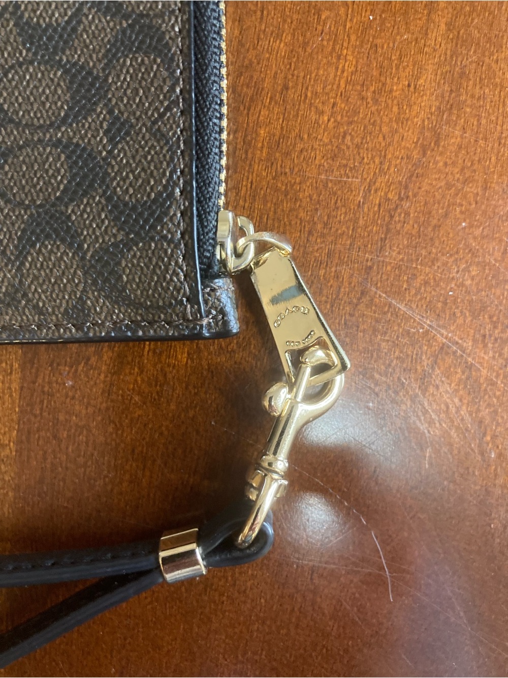 Coach Signature Mini “C” Coated Canvas Wristlet Clutch Pouch Brown & Black EUC - Picture 10 of 13